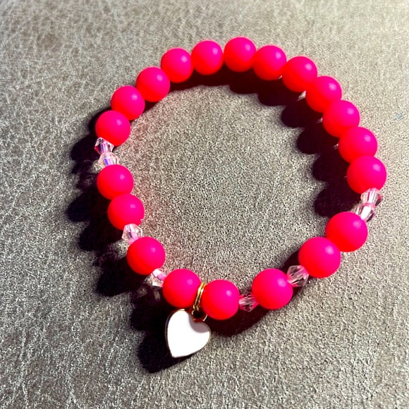 Pink Silicone Bracelet with Heart Charm